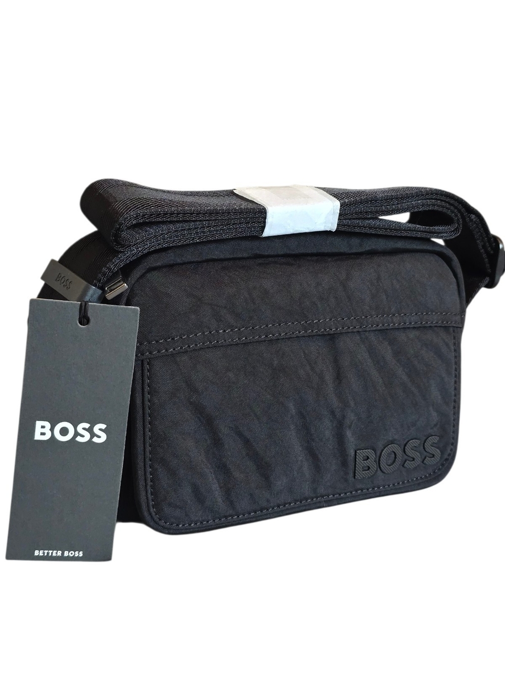 BOSS Black Canvas Crossbody Bag for Men